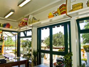 Vista dall'interno dei chiosco fiorai